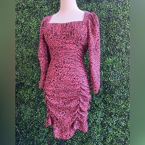 long sleeve square neck pink with cheetah print